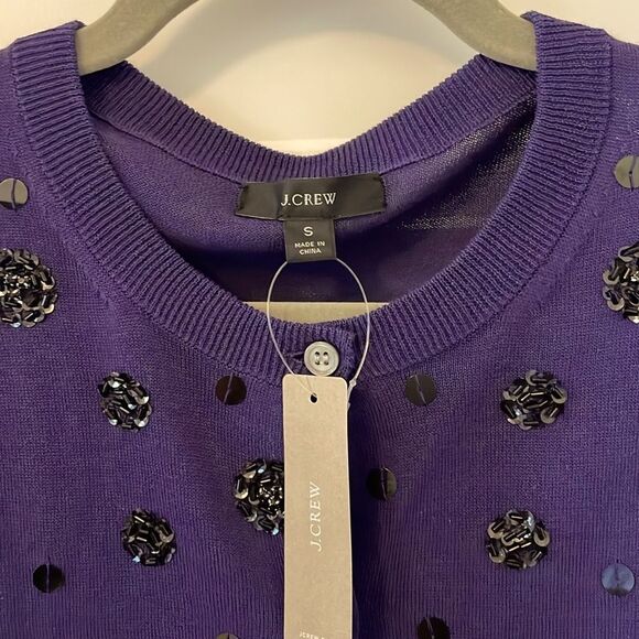 New J. Crew Purple Embellished Cardigan - Picture 2 of 7